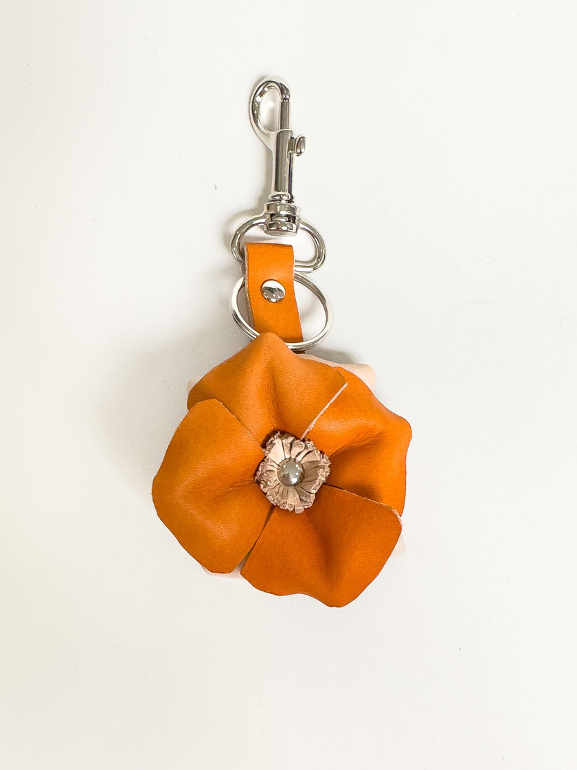 Sanna Leather Handcrafted 3D Flower Key Fob
