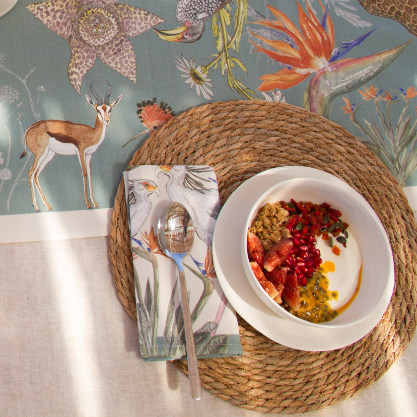 Coral Bloom Wildlife Fabric Eco-Friendly Set Napkins (Exclusive Art Print)