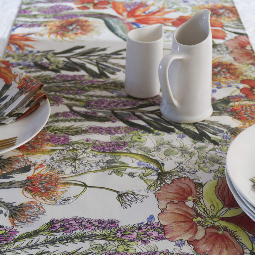 Coral Bloom Natural Fabric Table Runners (Exclusive Art Print)