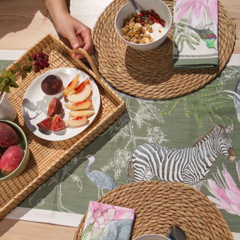 Coral Bloom Wildlife Fabric Eco-Friendly Set Napkins (Exclusive Art Print)