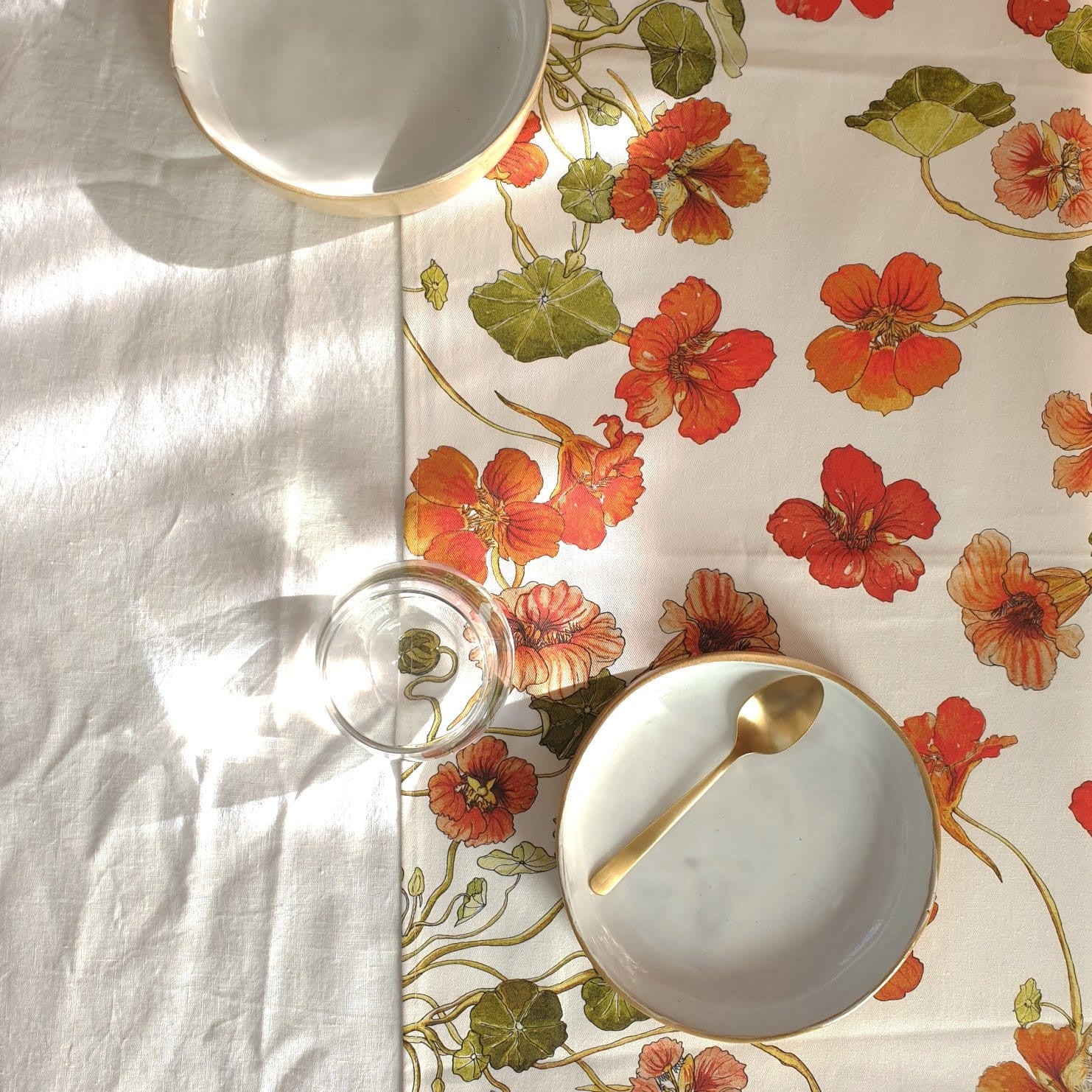 Coral Bloom Natural Fabric Table Runners (Exclusive Art Print)