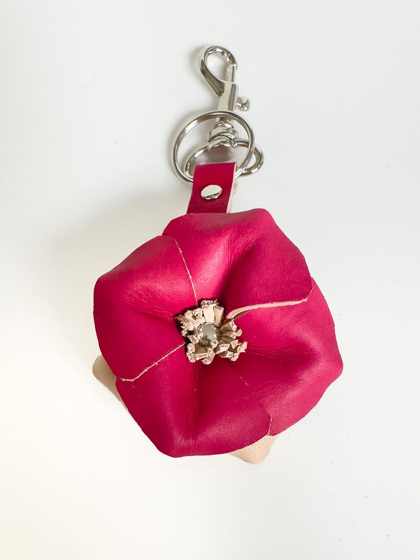 Sanna Leather Handcrafted 3D Flower Key Fob