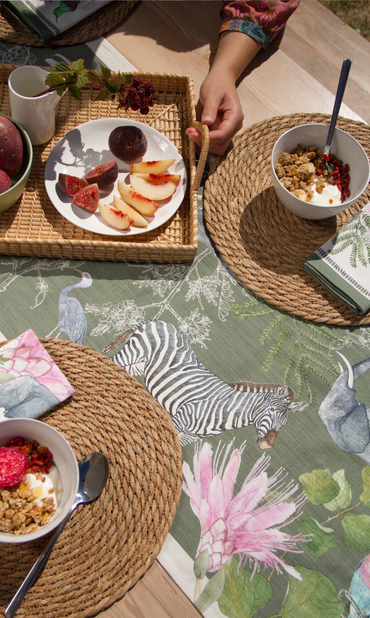 Coral Bloom Natural Fabric Table Runners (Exclusive Art Print)