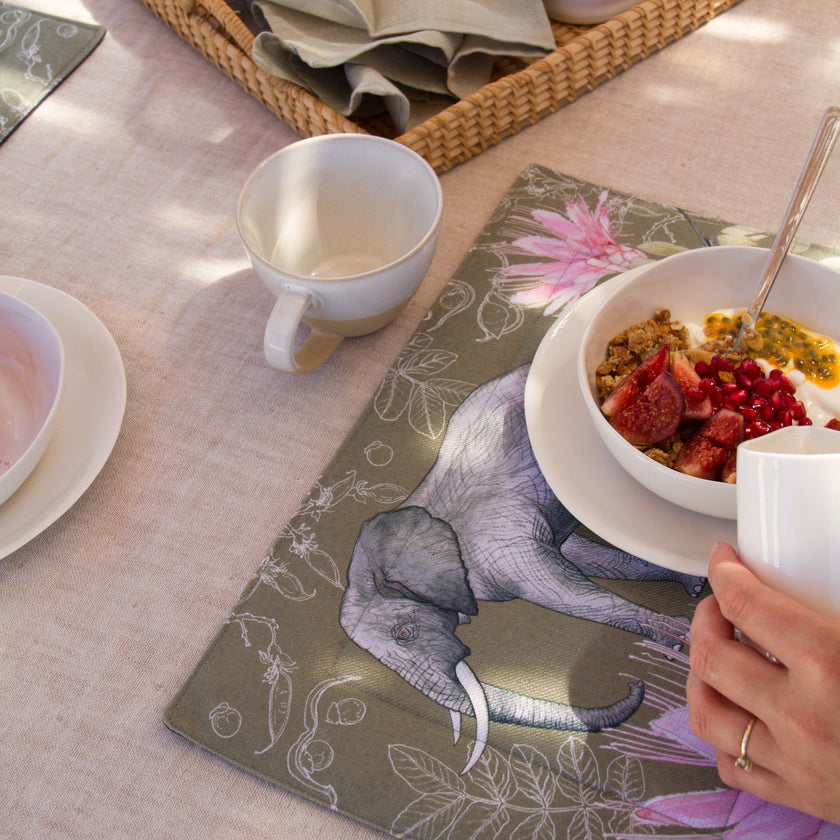 Coral Bloom Bushveld Elegance Reversible Padded Placemat (Exclusive Art Print)